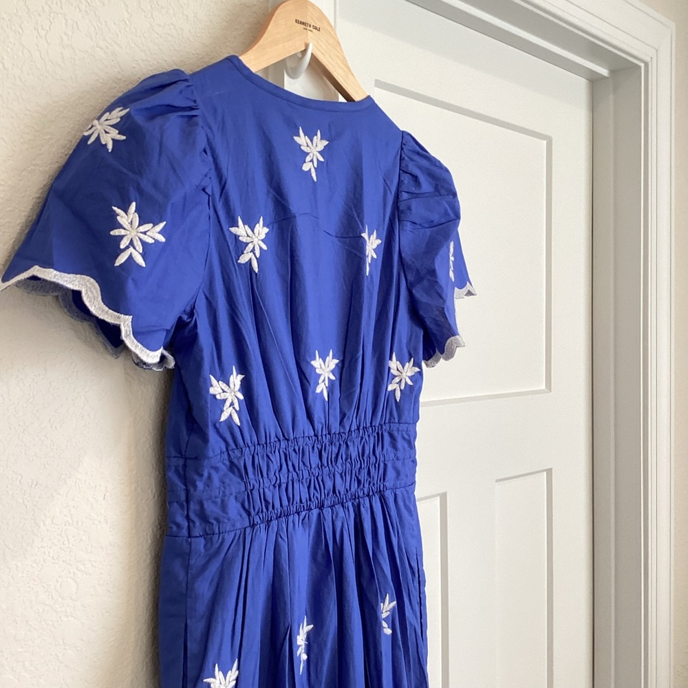 Anthropologie Somerset Embroidered Maxi Dress Short-Sleeve New XXS Blue White - Picture 10 of 16